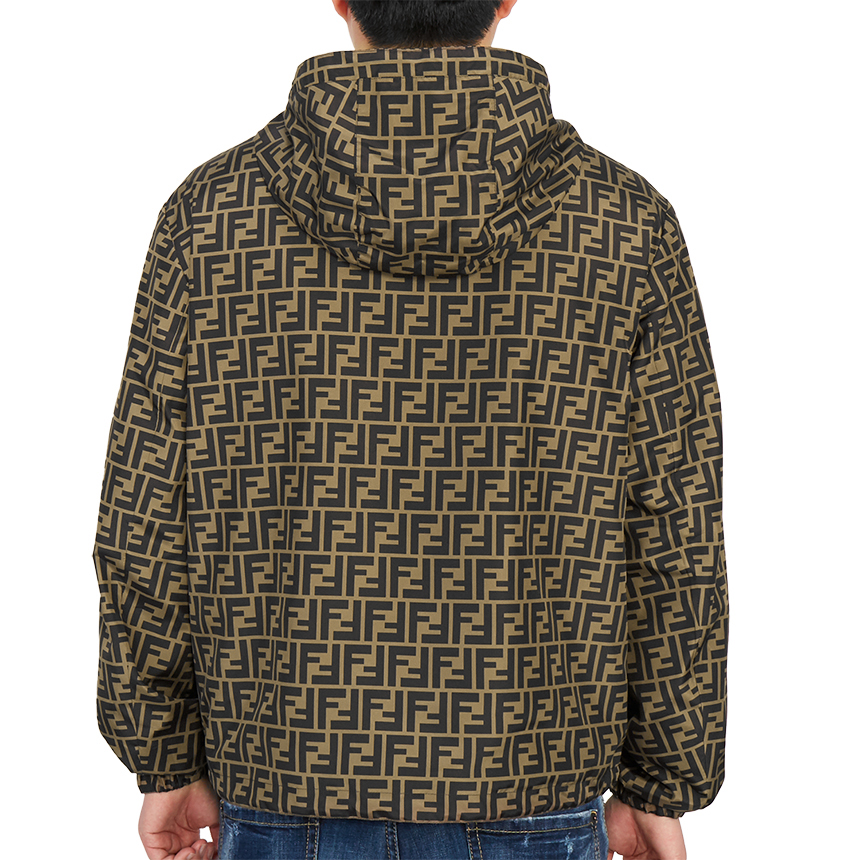 펜디(FENDI) 로고 후드 양면 남자 블루종 윈드브레이커 자켓 FAA615 A79N F13IZ