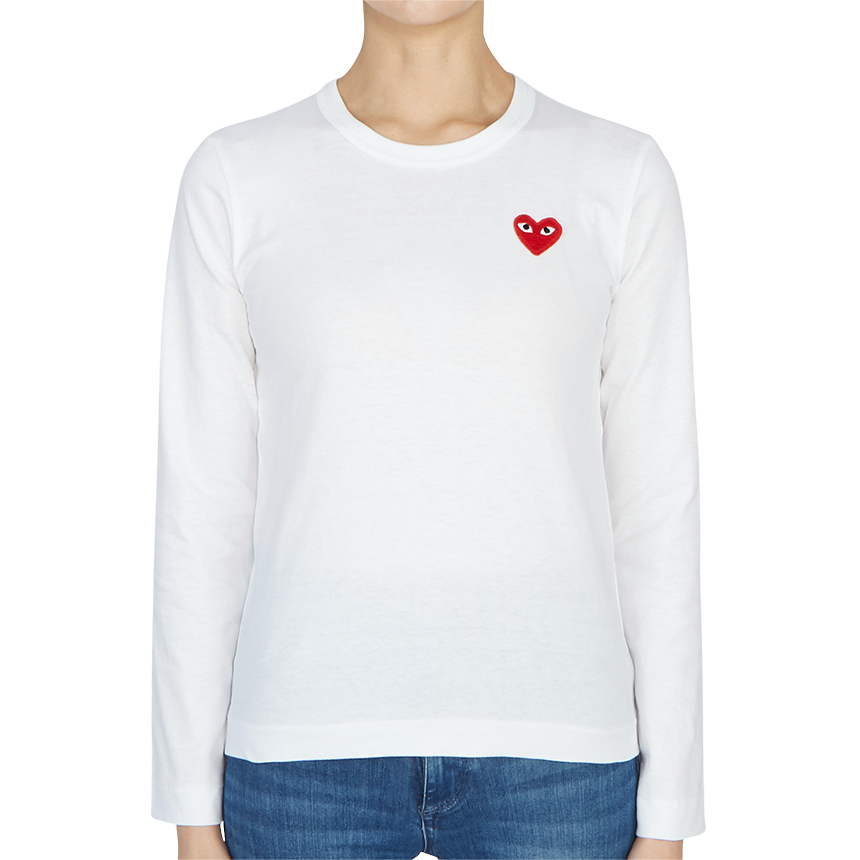 꼼데가르송(COMME DES GARCONS) 스크래치 레드와펜 여성 긴팔티셔츠 AZ T117 051 2 SB_AZ T117 051 2_095