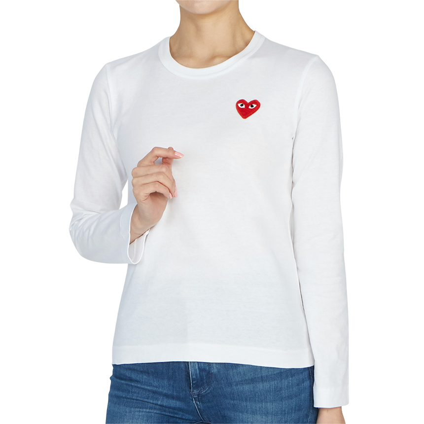 꼼데가르송(COMME DES GARCONS) 스크래치 레드와펜 여성 긴팔티셔츠 AZ T117 051 2 SB_AZ T117 051 2_095