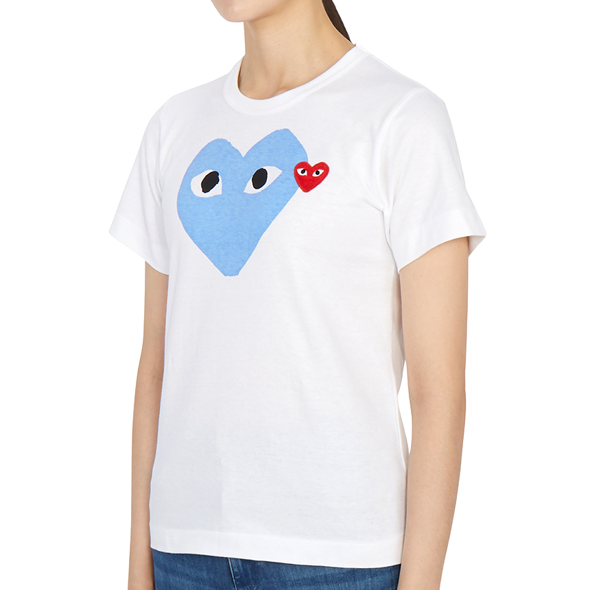 꼼데가르송(COMME DES GARCONS) 더블하트 레드와펜여자 반팔티셔츠 AZ T105 051 2