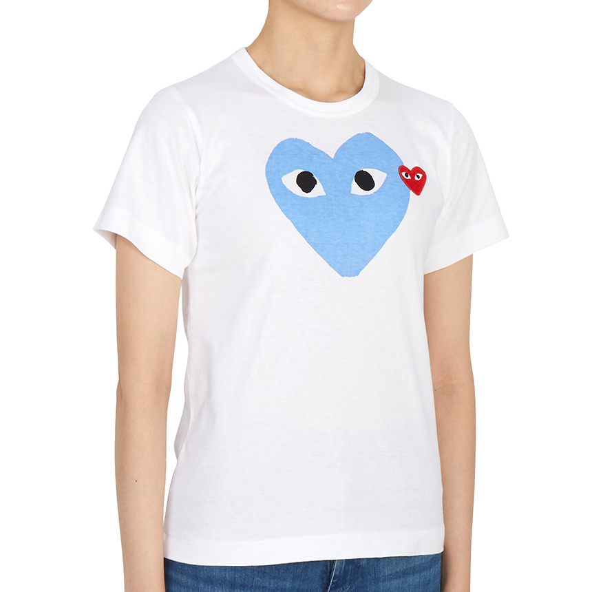 꼼데가르송(COMME DES GARCONS) 더블하트 레드와펜여자 반팔티셔츠 AZ T105 051 2