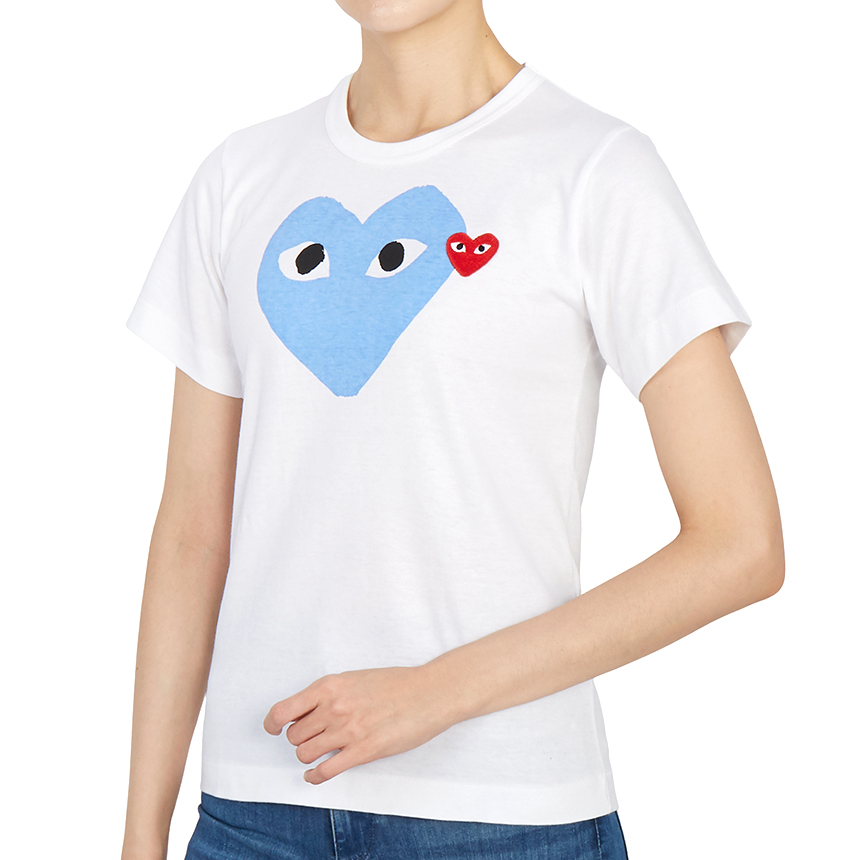 꼼데가르송(COMME DES GARCONS) 더블하트 레드와펜여자 반팔티셔츠 AZ T105 051 2