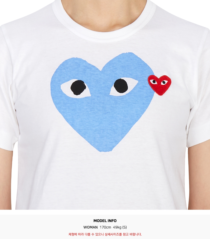꼼데가르송(COMME DES GARCONS) 더블하트 레드와펜여자 반팔티셔츠 AZ T105 051 2