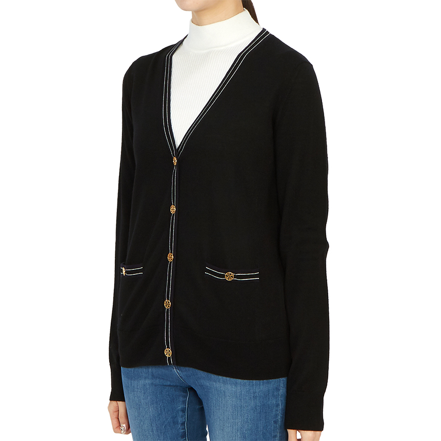 토리버치(TORYBURCH) 컬러블록 마들린여자 울 가디건 57330 010