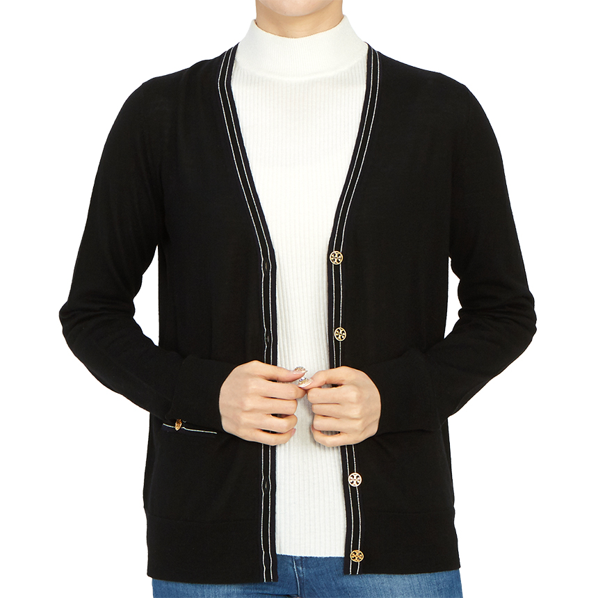토리버치(TORYBURCH) 컬러블록 마들린여자 울 가디건 57330 010