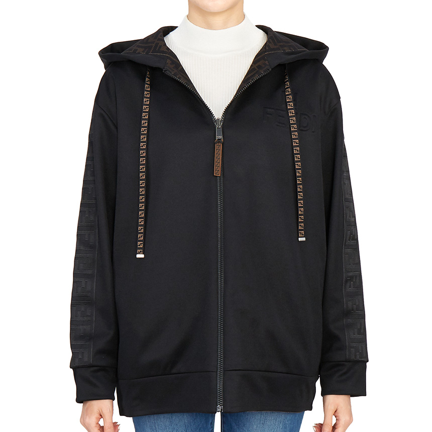 펜디(FENDI) 로고 양면 여자 후드 집업 가디건 FAF142 AESB F0GME