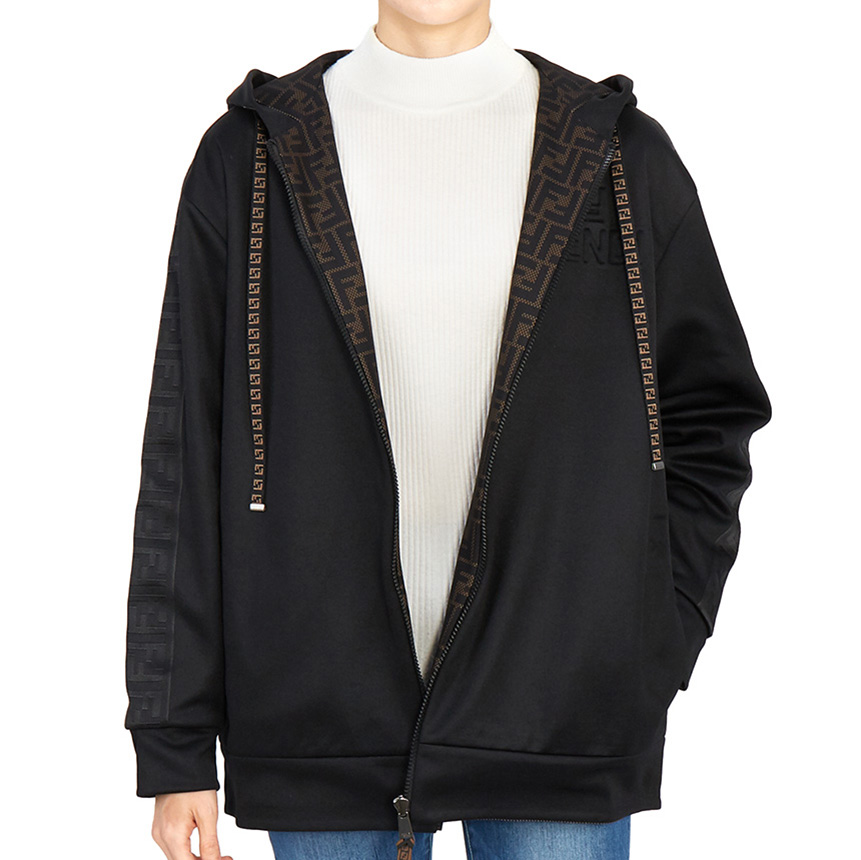 펜디(FENDI) 로고 양면 여자 후드 집업 가디건 FAF142 AESB F0GME