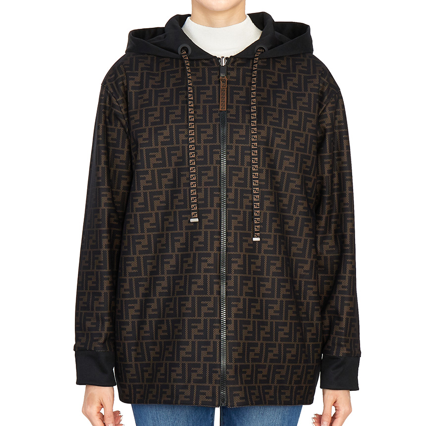 펜디(FENDI) 로고 양면 여자 후드 집업 가디건 FAF142 AESB F0GME