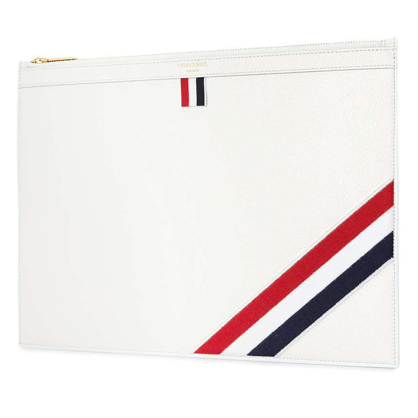 톰브라운(THOM BROWNE) 삼선 다이애그널 미디엄 도큐먼트 공용 클러치/파우치백 MAC117A 00198 100