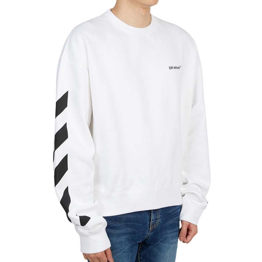 오프화이트(OFF WHITE) 디아그 헬베티카 오버 남자 크루넥 기모 긴팔 맨투맨 티셔츠 OMBA058C 99FLE001 0110