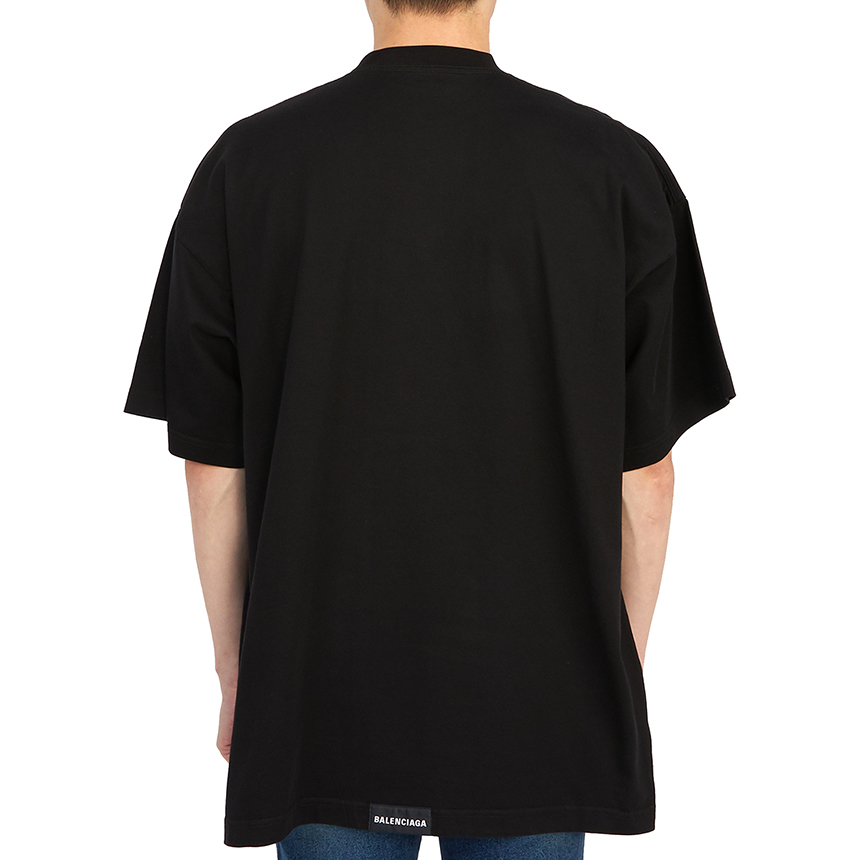 발렌시아가(BALENCIAGA) 로고 탭 공용 반팔티셔츠 오버사이즈핏 694576 TMVJ2 1151