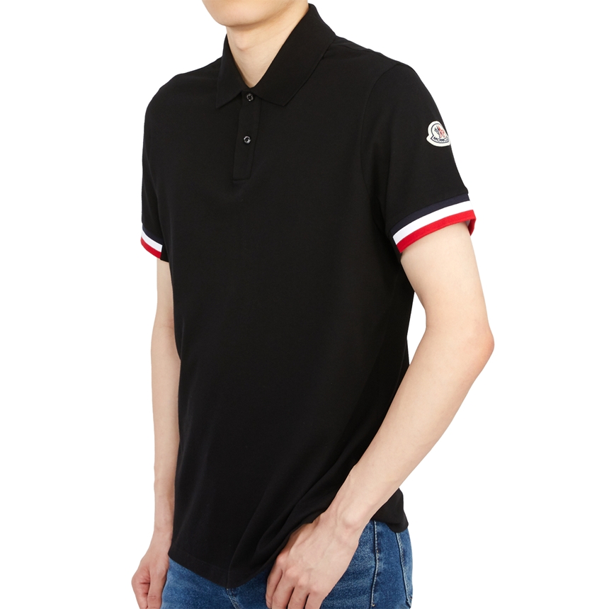 몽클레어(MONCLER) 트리컬러 악센트 남자 폴로 반팔티셔츠 8A00023 899P0 999