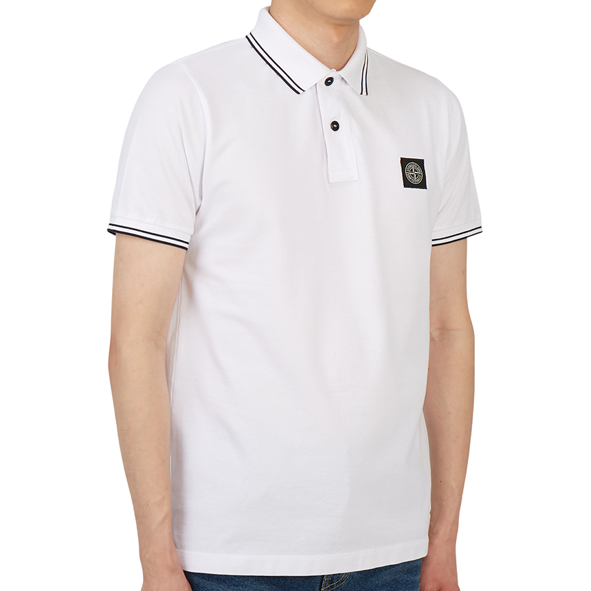 스톤아일랜드(STONE ISLAND) 로고 패치 남자 폴로 반팔티셔츠 슬림핏 101522S18 V1001