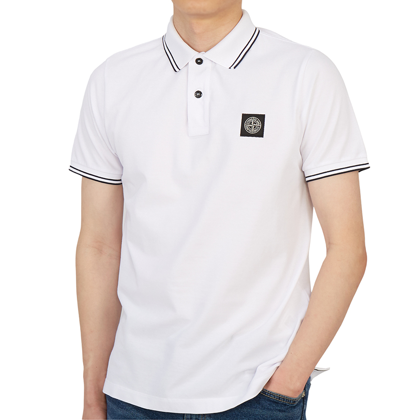 스톤아일랜드(STONE ISLAND) 로고 패치 남자 폴로 반팔티셔츠 슬림핏 101522S18 V1001