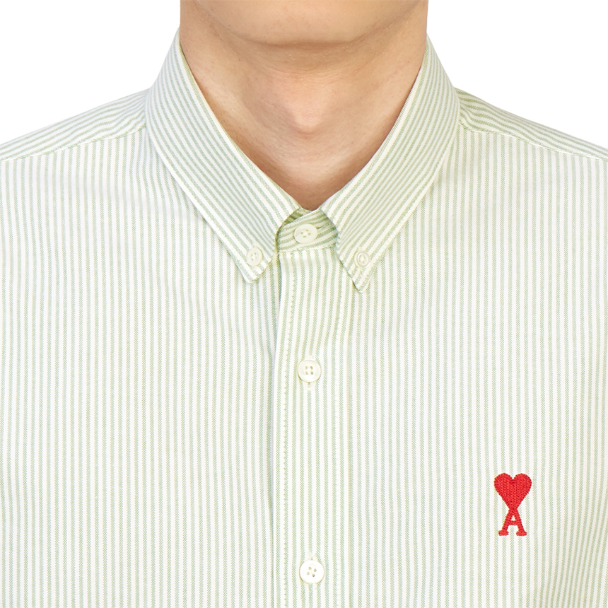 아미(AMI) 하트 로고 스트라이프 옥스포드 남자 셔츠클래식핏 HSH113 471 444