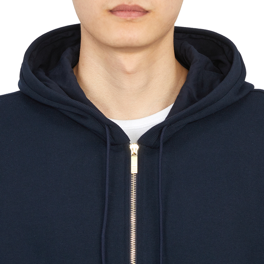 톰브라운(THOM BROWNE) 삼선 스트라이프 루프백 남자 후드 집업 가디건 MJT153A 03377 415