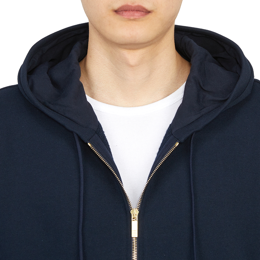 톰브라운(THOM BROWNE) 삼선 스트라이프 루프백 남자 후드 집업 가디건 MJT153A 03377 415