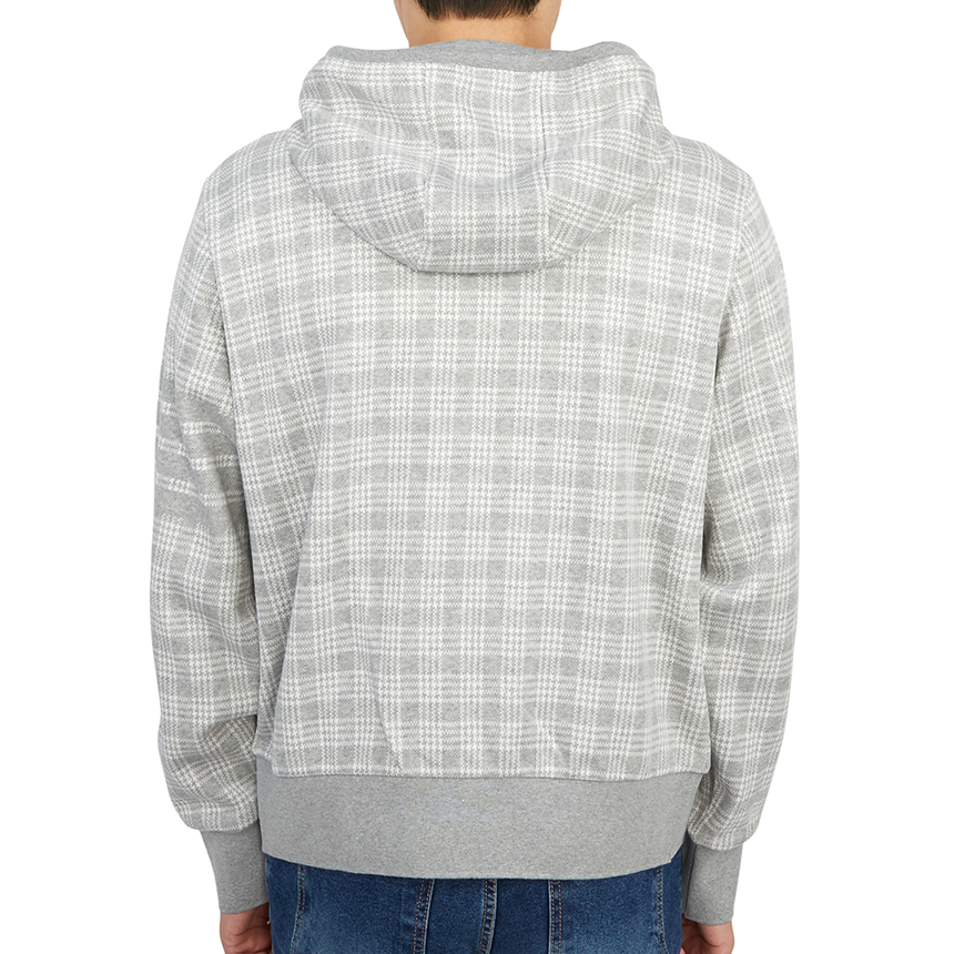톰브라운(THOM BROWNE) 사선 스트라이프 마이크로 체크 자카드 남자 후드 집업 가디건 MJT307A 07993 055