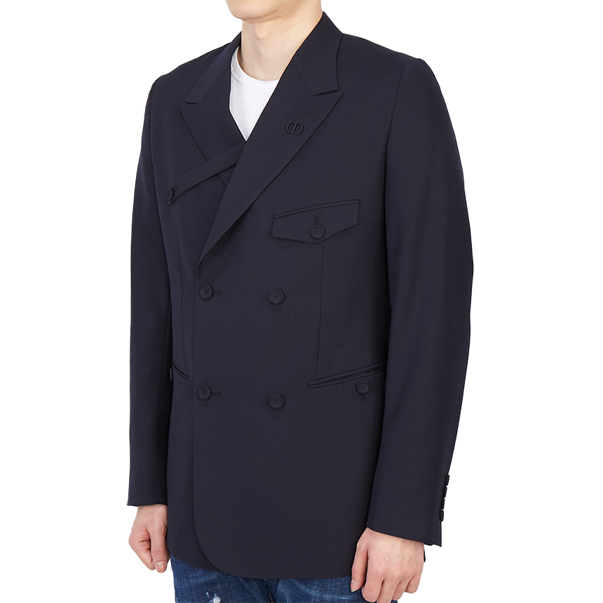 디올옴므(DIOR HOMME) 버튼 플래킷 더블 브레스트 남자 울 자켓레귤러핏 113C282A5464 540