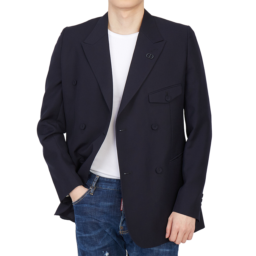디올옴므(DIOR HOMME) 버튼 플래킷 더블 브레스트 남자 울 자켓레귤러핏 113C282A5464 540