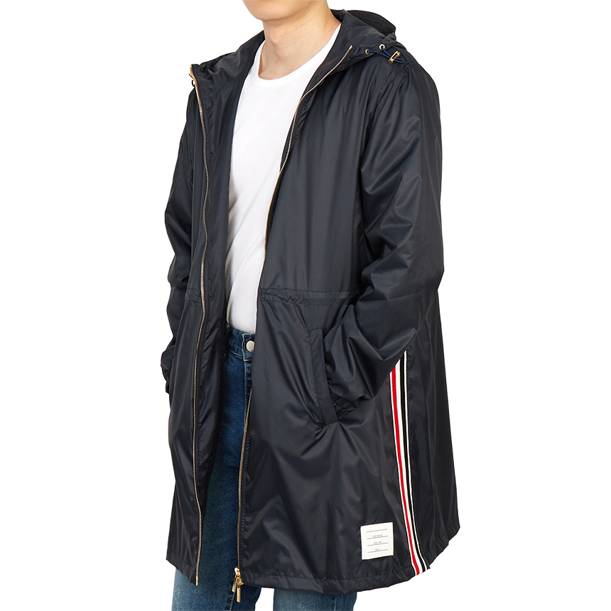 톰브라운(THOM BROWNE) 삼선 스트라이프 립스탑 남자 후드 파카 자켓 MJT172A 03215 415