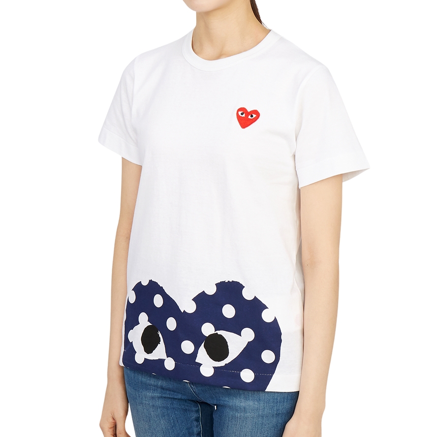 꼼데가르송(COMME DES GARCONS) 레드하트와펜 도트 여자 반팔티셔츠 AZ T235 051 1