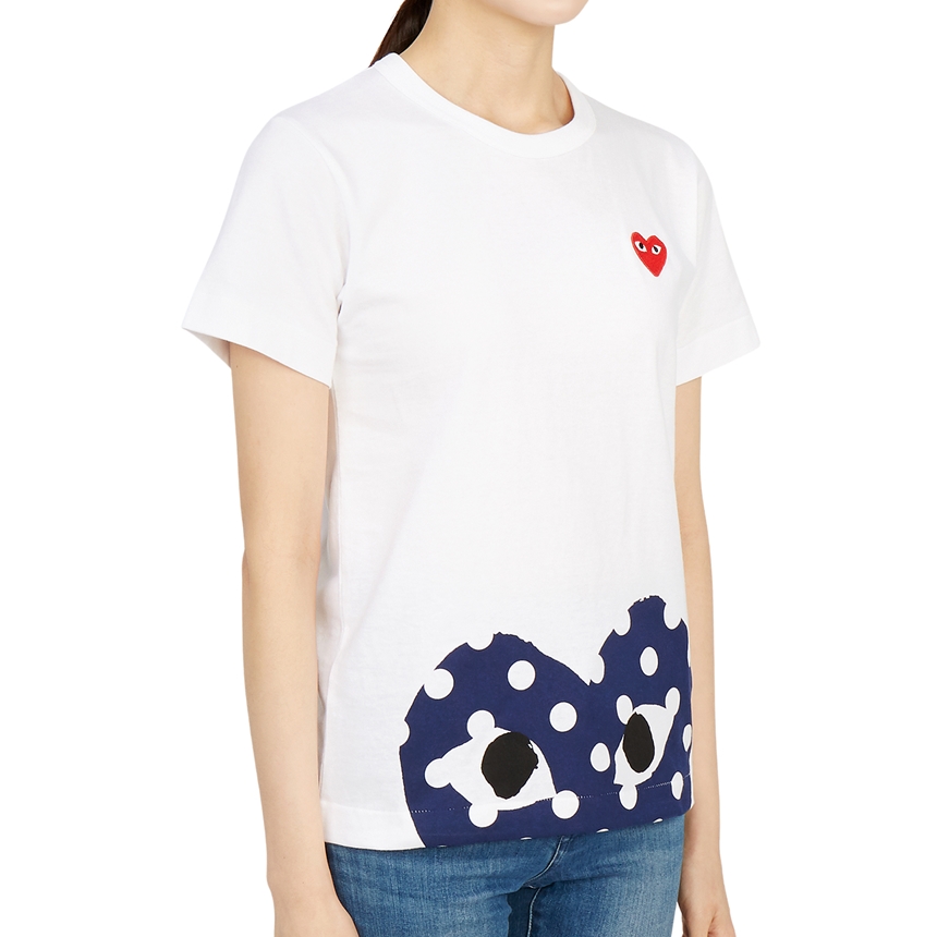 꼼데가르송(COMME DES GARCONS) 레드하트와펜 도트 여자 반팔티셔츠 AZ T235 051 1
