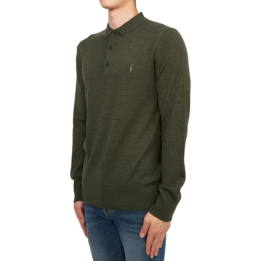 올세인츠(All Saints) 리폼 남성 카라 긴팔티셔츠 MK005D RYE GRASS GREEN ML