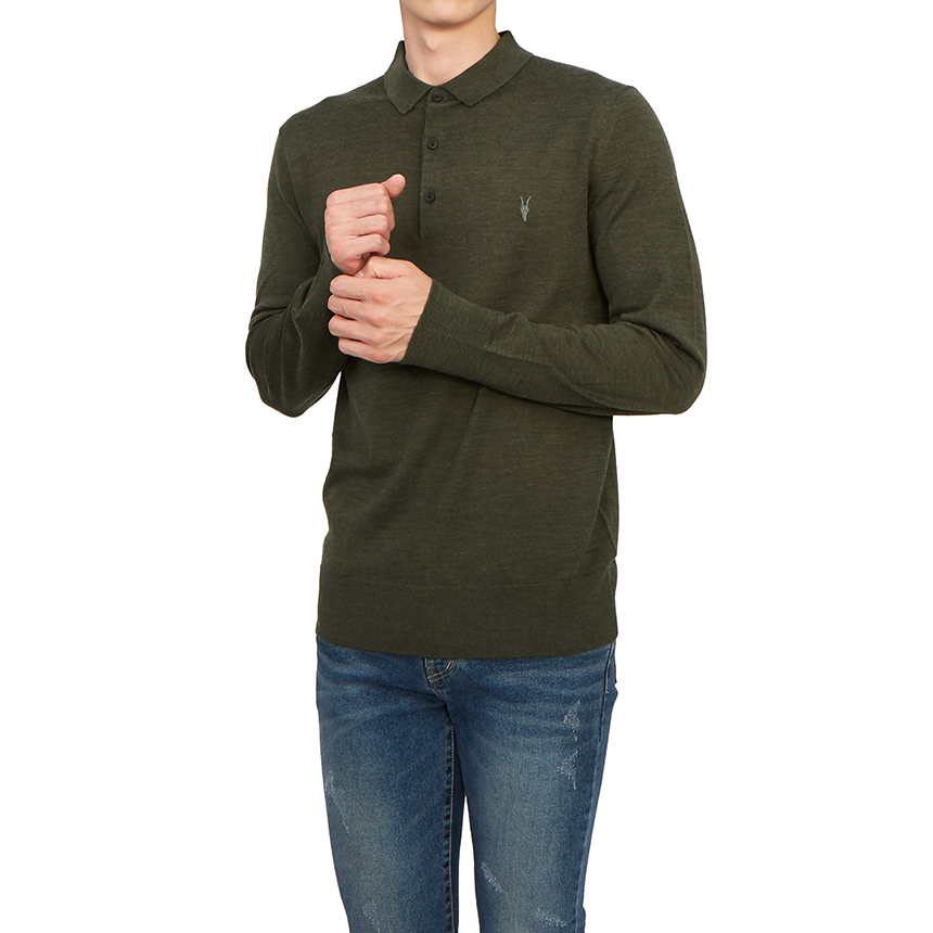 올세인츠(All Saints) 리폼 남성 카라 긴팔티셔츠 MK005D RYE GRASS GREEN ML