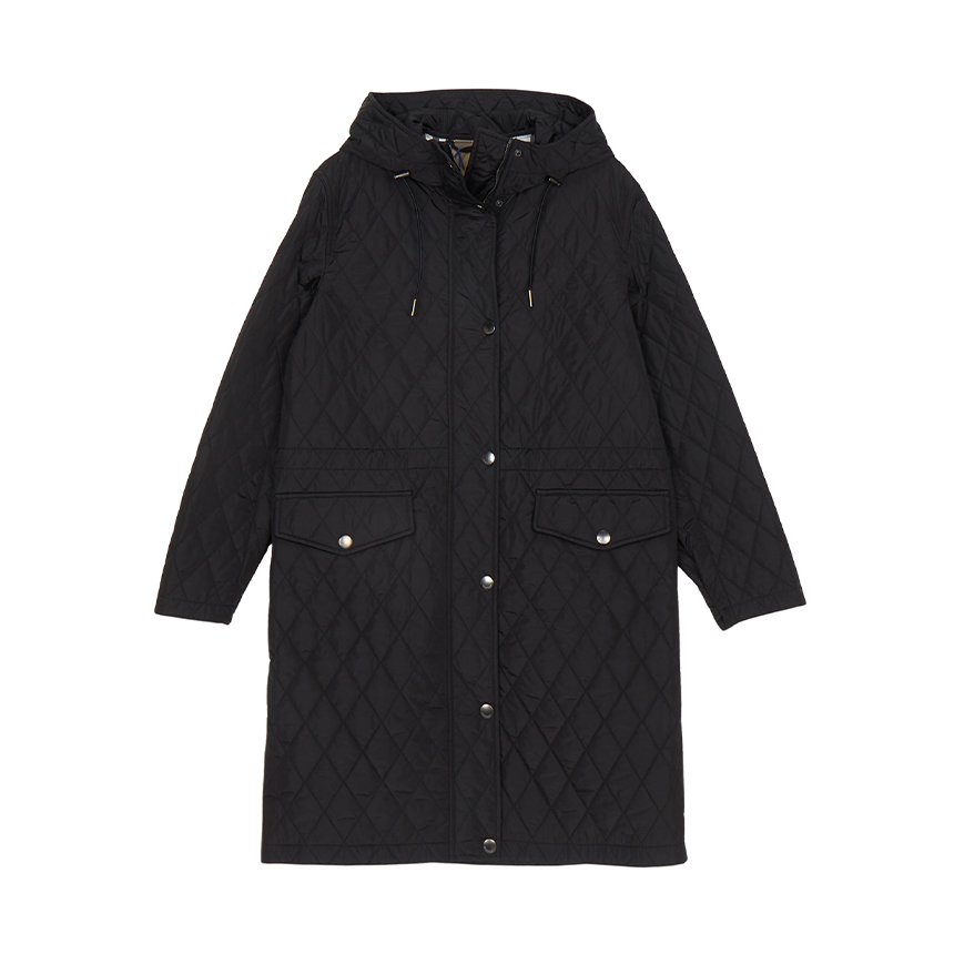 버버리(BURBERRY) 힐게이트 여성 후드 롱 퀼팅 자켓 8110325