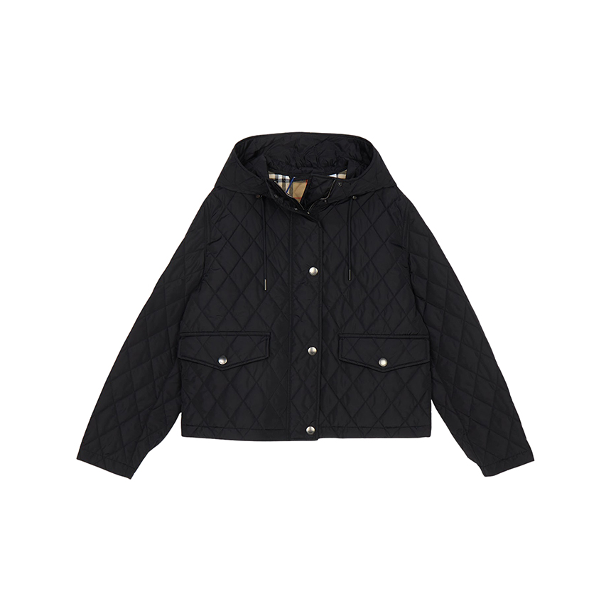 버버리(BURBERRY) 팸브룩 여성 크롭 후드 퀼팅 자켓 8110329
