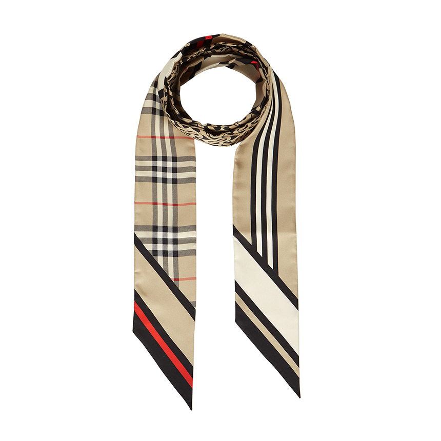버버리(BURBERRY) 스크래치 몽타주 여성 스키니 스카프 TRIPLE CHECK SLK 8037017 SS_TRIPLE CHECK SLK 8037017_061