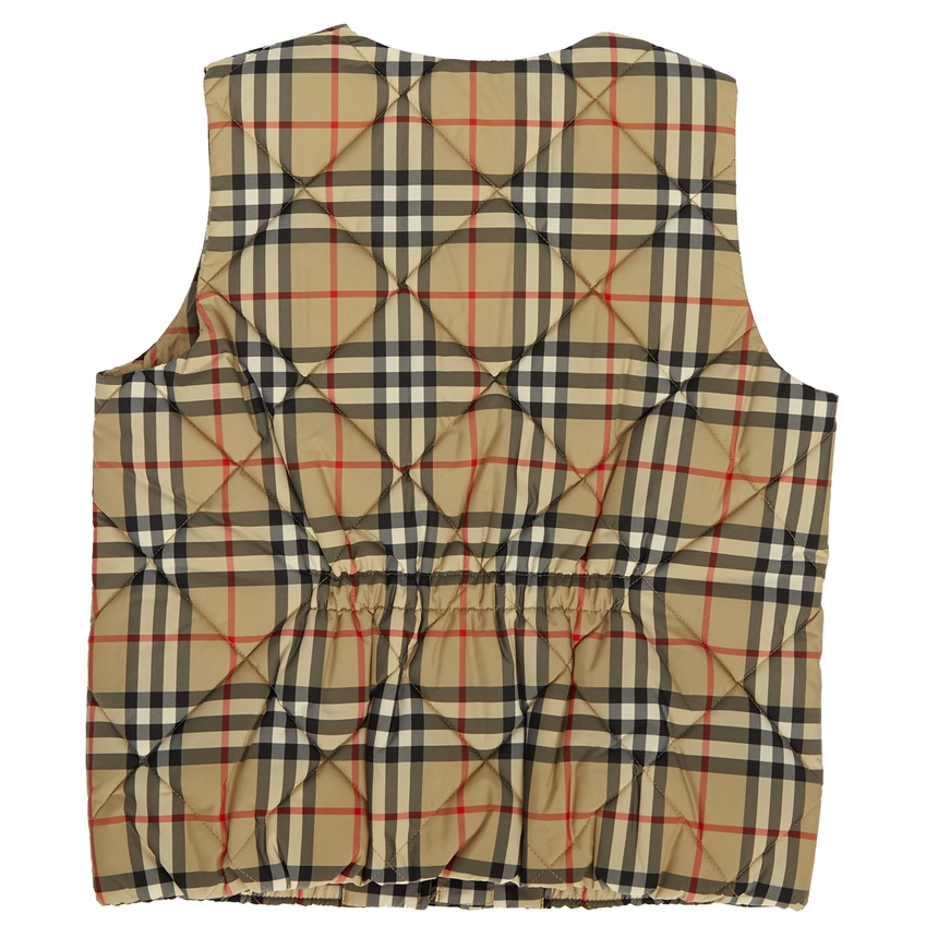 버버리키즈(BURBERRY KIDS) 로고 아플리케 이그재저레이트 체크 다이아몬드 퀼팅 키즈 패딩 조끼 (성인착용가능) ABIGAIL GILET 8053908 A7028