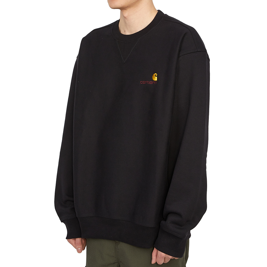 칼하트윕(CARHARTT WIP) 아메리칸 스크립트 남자 기모 긴팔 맨투맨 티셔츠 루즈핏 I025475 89XX