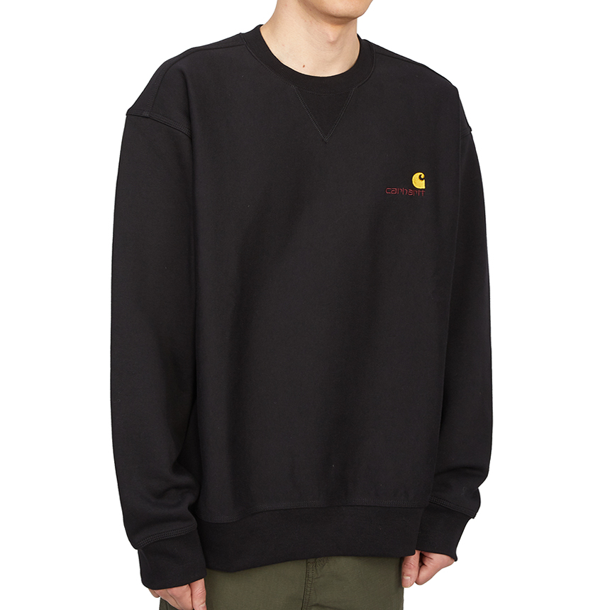 칼하트윕(CARHARTT WIP) 아메리칸 스크립트 남자 기모 긴팔 맨투맨 티셔츠 루즈핏 I025475 89XX