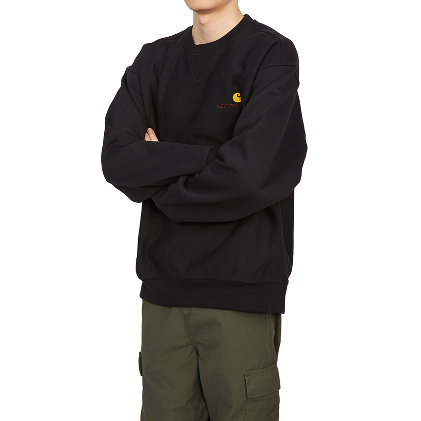 칼하트윕(CARHARTT WIP) 아메리칸 스크립트 남자 기모 긴팔 맨투맨 티셔츠 루즈핏 I025475 89XX