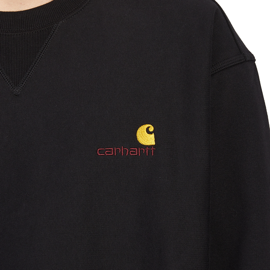칼하트윕(CARHARTT WIP) 아메리칸 스크립트 남자 기모 긴팔 맨투맨 티셔츠 루즈핏 I025475 89XX