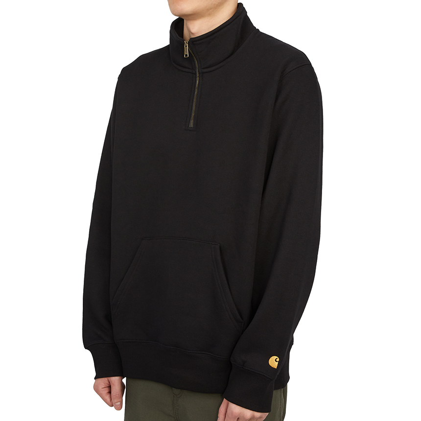 칼하트윕(CARHARTT WIP) 체이스 반집업 남자 하이넥 기모 긴팔 맨투맨 티셔츠 레귤러핏 I027038 00FXX