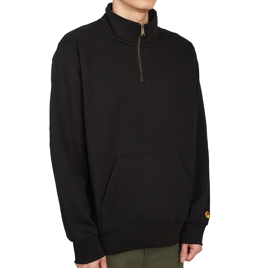 칼하트윕(CARHARTT WIP) 체이스 반집업 남자 하이넥 기모 긴팔 맨투맨 티셔츠 레귤러핏 I027038 00FXX