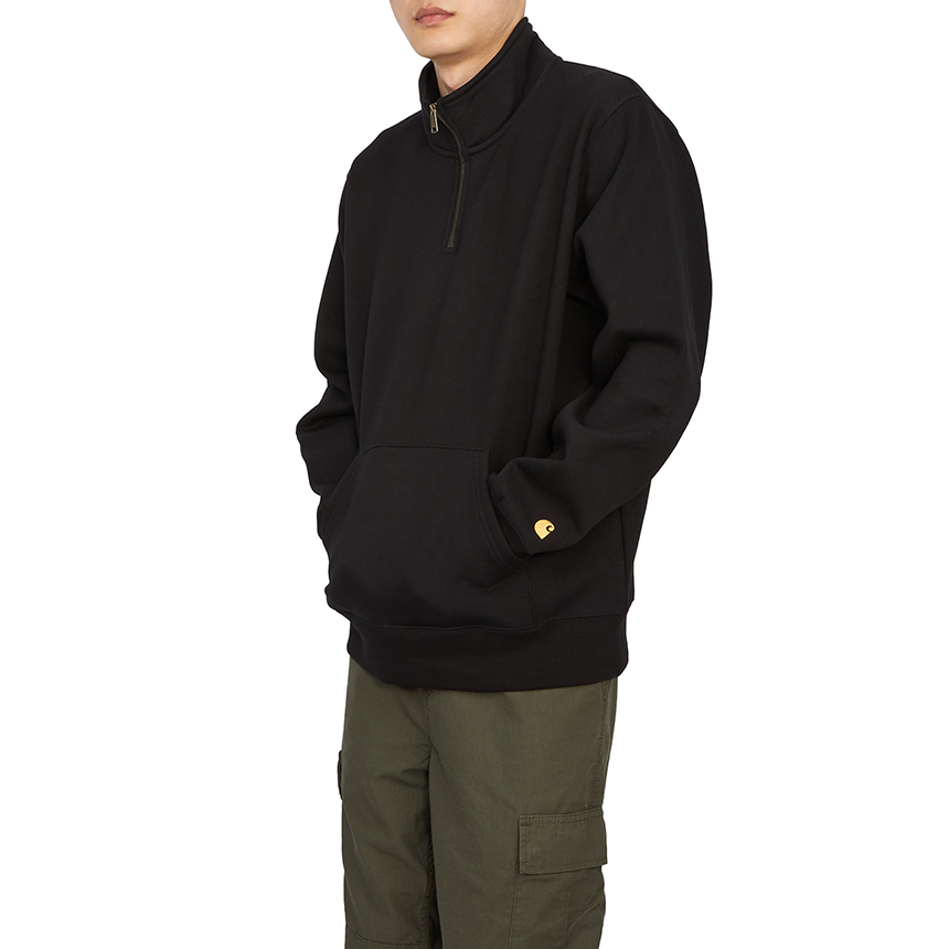 칼하트윕(CARHARTT WIP) 체이스 반집업 남자 하이넥 기모 긴팔 맨투맨 티셔츠 레귤러핏 I027038 00FXX