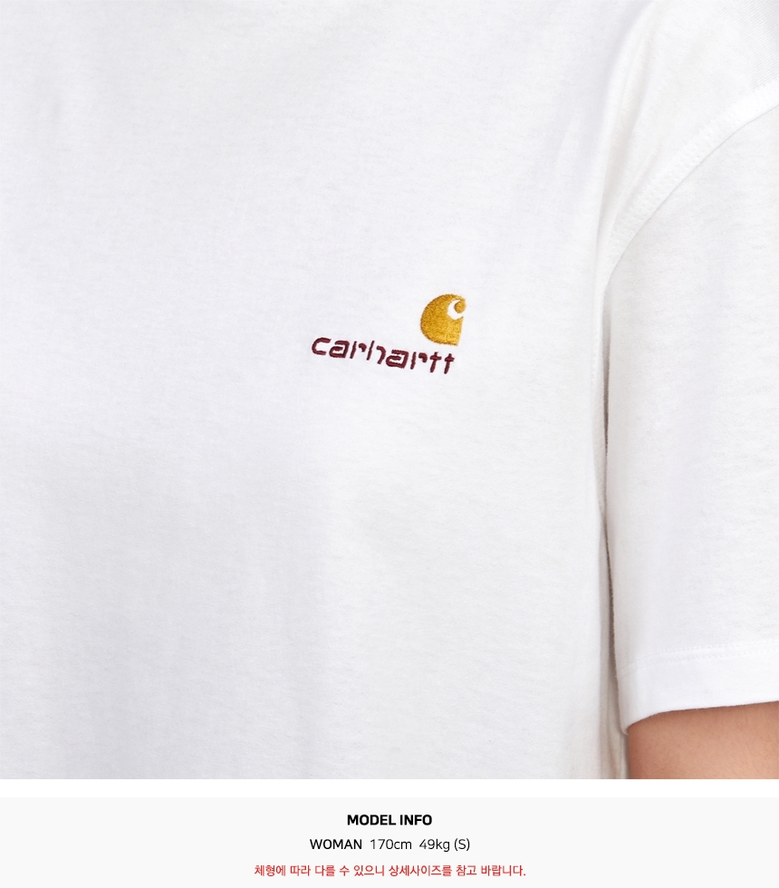 칼하트윕(CARHARTT WIP) 아메리칸 스크립트 여성 반팔티셔츠 I032218 02XX
