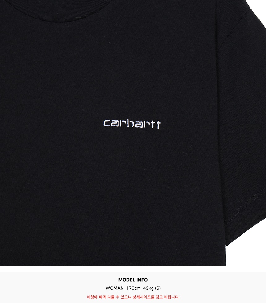 칼하트윕(CARHARTT WIP) 스크립트 엠브로이더리 여성 반팔티셔츠 I032293 0D2XX
