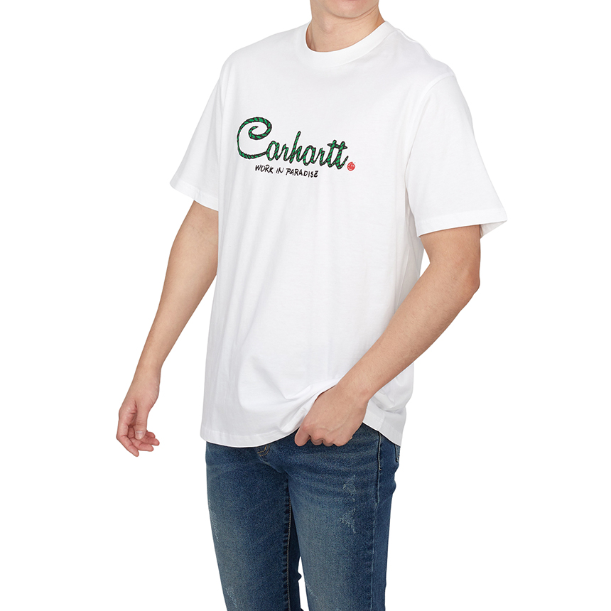 칼하트윕(CARHARTT WIP) 파라다이스 스크립트 남성 반팔티셔츠 I033948 02XX