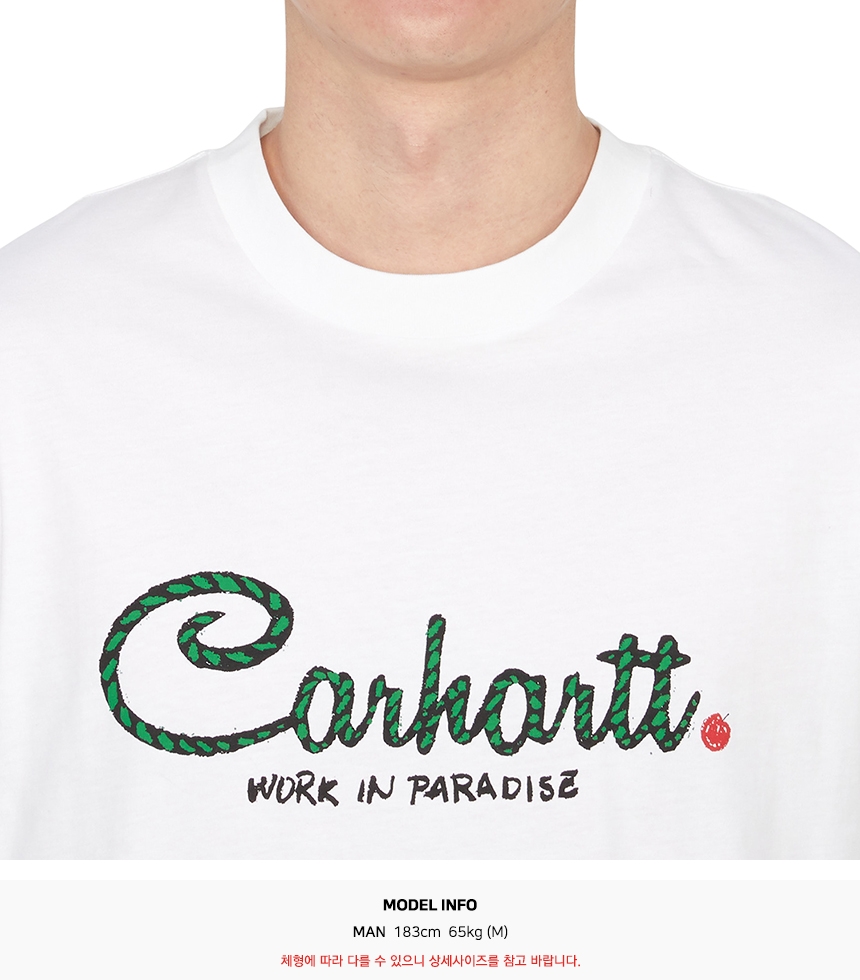 칼하트윕(CARHARTT WIP) 파라다이스 스크립트 남성 반팔티셔츠 I033948 02XX