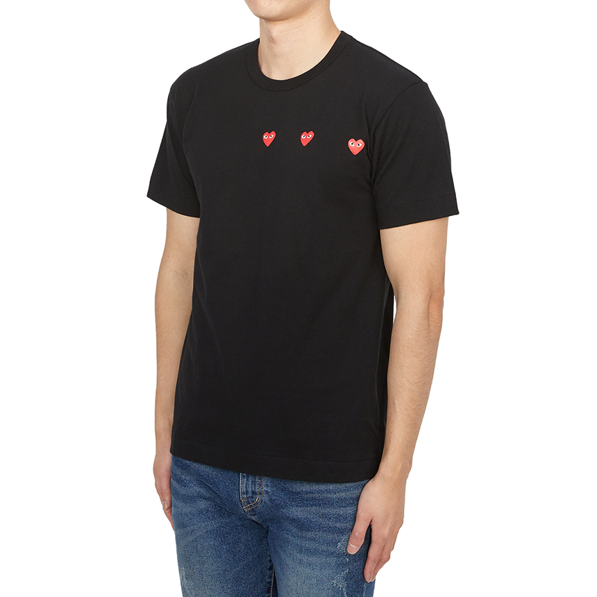 꼼데가르송(COMME DES GARCONS) 트리플 레드 하트 반팔티셔츠 (남여공용) AX T337 051 1