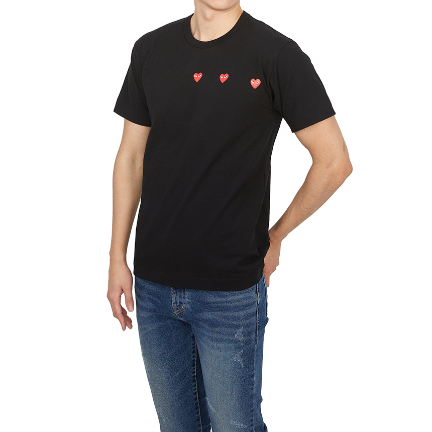 꼼데가르송(COMME DES GARCONS) 트리플 레드 하트 반팔티셔츠 (남여공용) AX T337 051 1