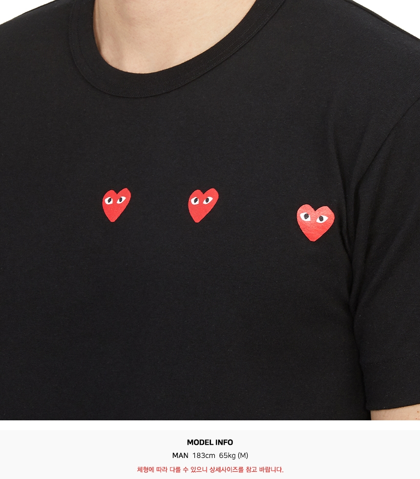 꼼데가르송(COMME DES GARCONS) 트리플 레드 하트 반팔티셔츠 (남여공용) AX T337 051 1
