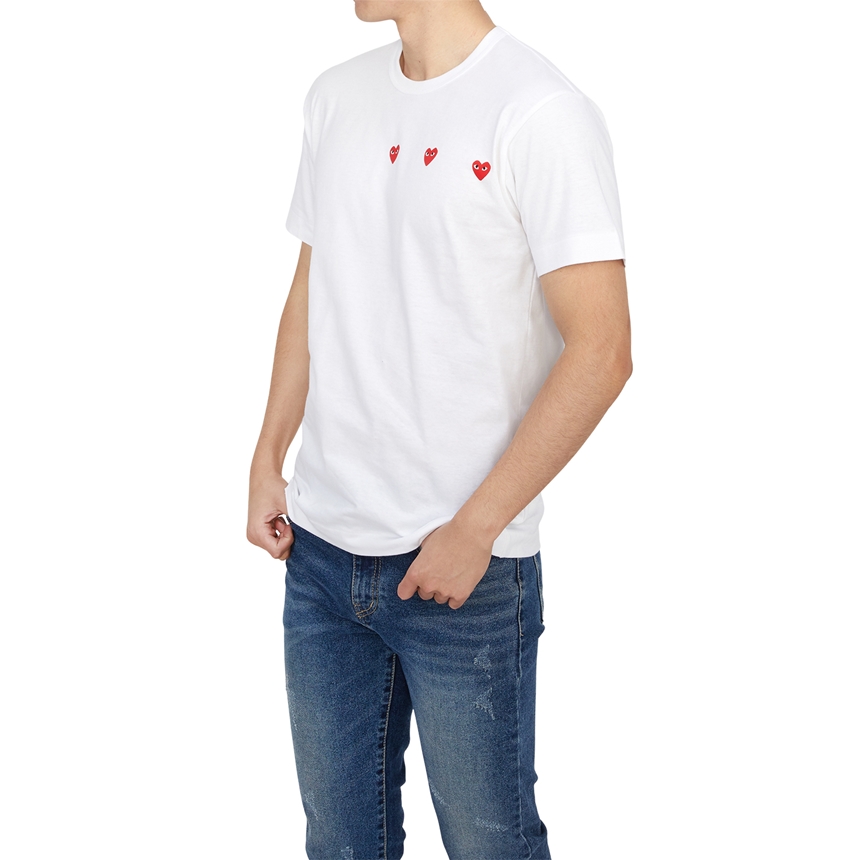 꼼데가르송(COMME DES GARCONS) 트리플 레드 하트 반팔티셔츠 (남여공용) AX T337 051 3