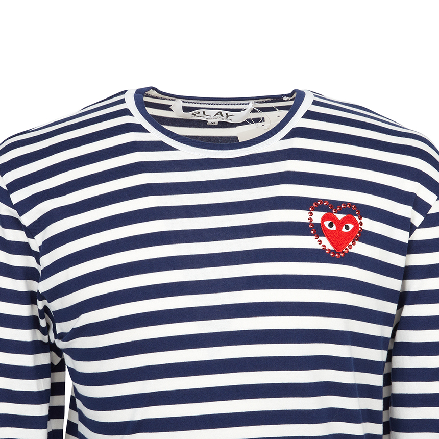 꼼데가르송(COMME DES GARCONS) 레드와펜 메탈스톤 스트라이프 긴팔티셔츠 (남여공용) AX T806 051 1