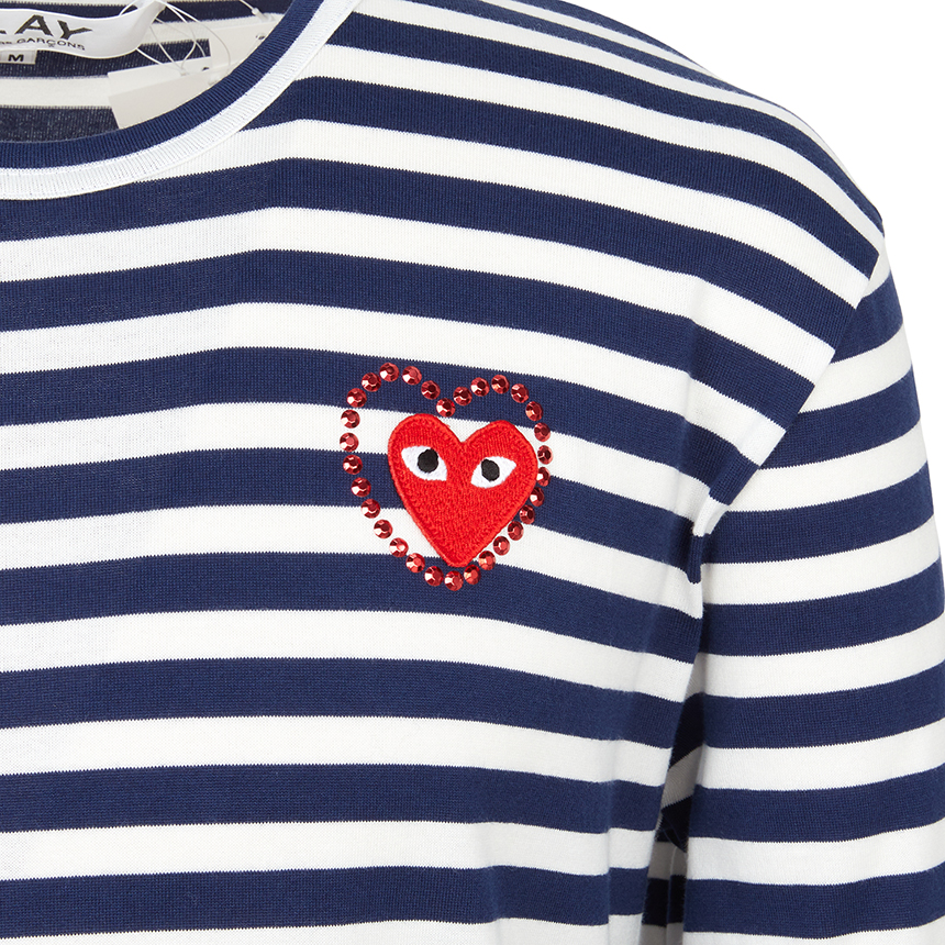 꼼데가르송(COMME DES GARCONS) 레드와펜 메탈스톤 스트라이프 긴팔티셔츠 (남여공용) AX T806 051 1
